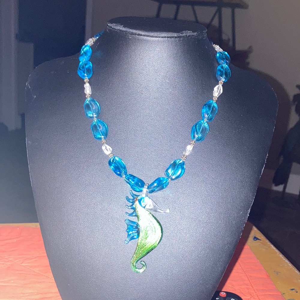 Glass seahorse necklace